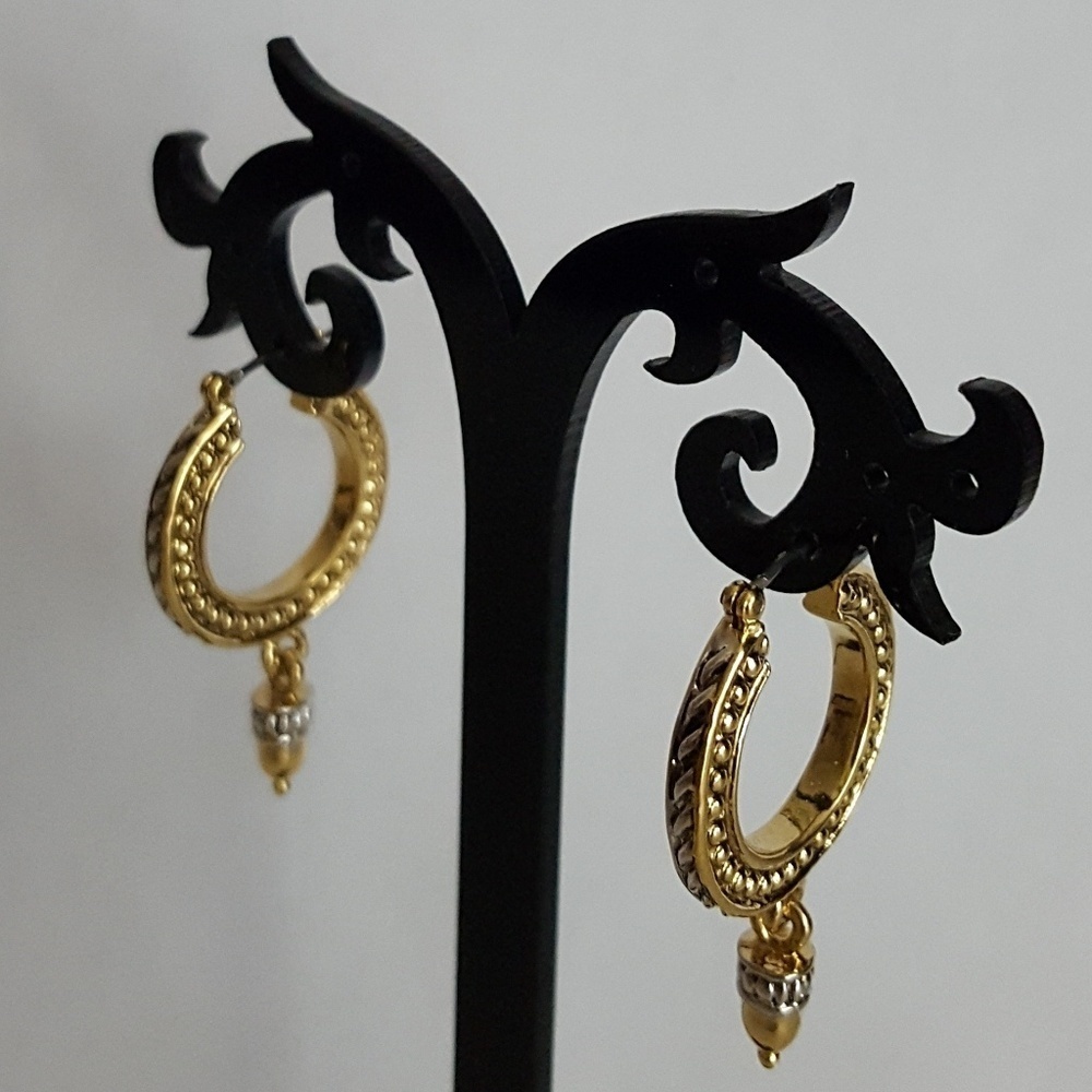 Napier - Two-Tone Hoop Droplet Earrings
